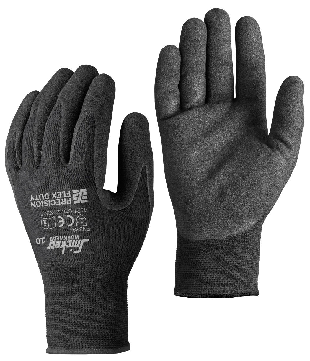 Snickers Workwear Precision Flex Duty Gloves in Black/Black