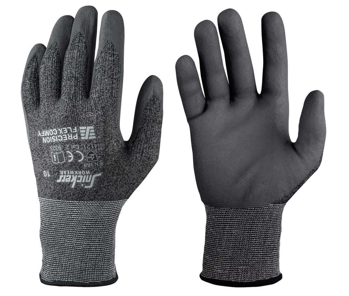 Snickers Workwear Precision Flex Comfy Gloves in Muted Black/Rock Grey