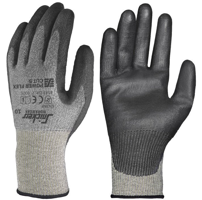 Snickers Workwear Power Flex Cut 5 Gloves in Stone Grey/Black