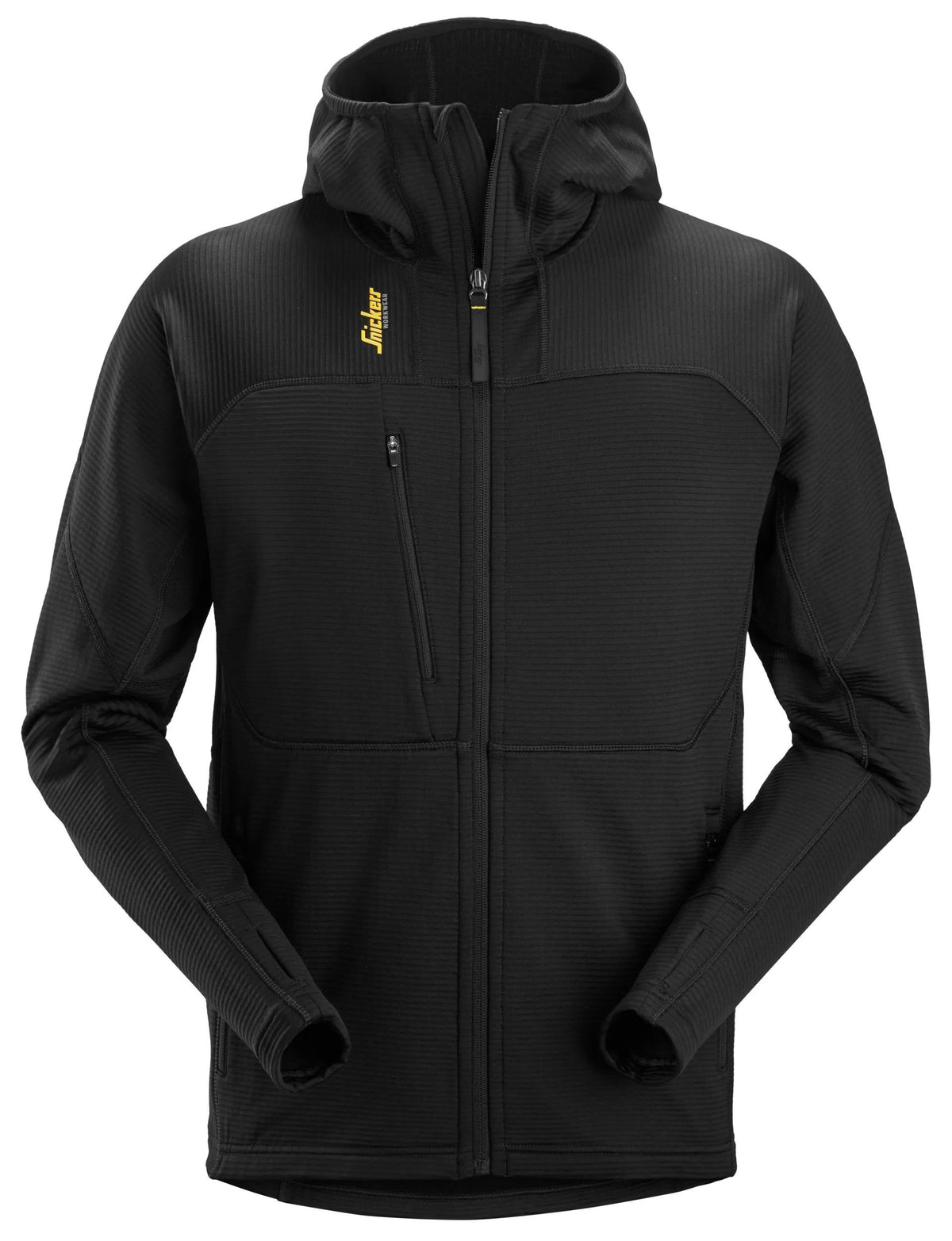 Snickers Workwear Body Mapping Thermal Fleece Full-Zip Hoodie in Black/Black