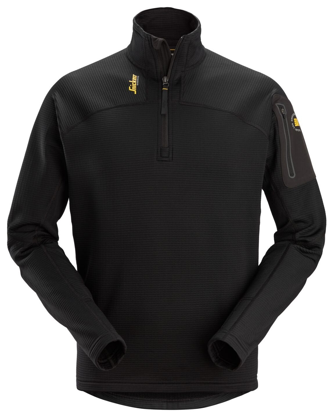 Snickers Workwear Body Mapping ½ Zip Micro Fleece Pullover in Black