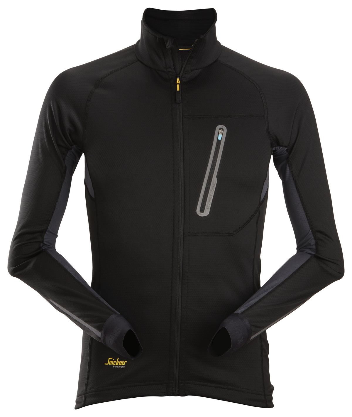 Snickers Workwear LiteWork, Full Zip Midlayer in Black/Steel Grey
