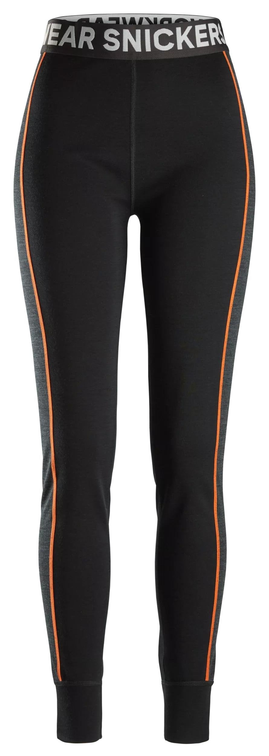 Snickers Workwear Women's Merino Base Layer, Stay Warm Bottoms in Black/Anthracite Melange