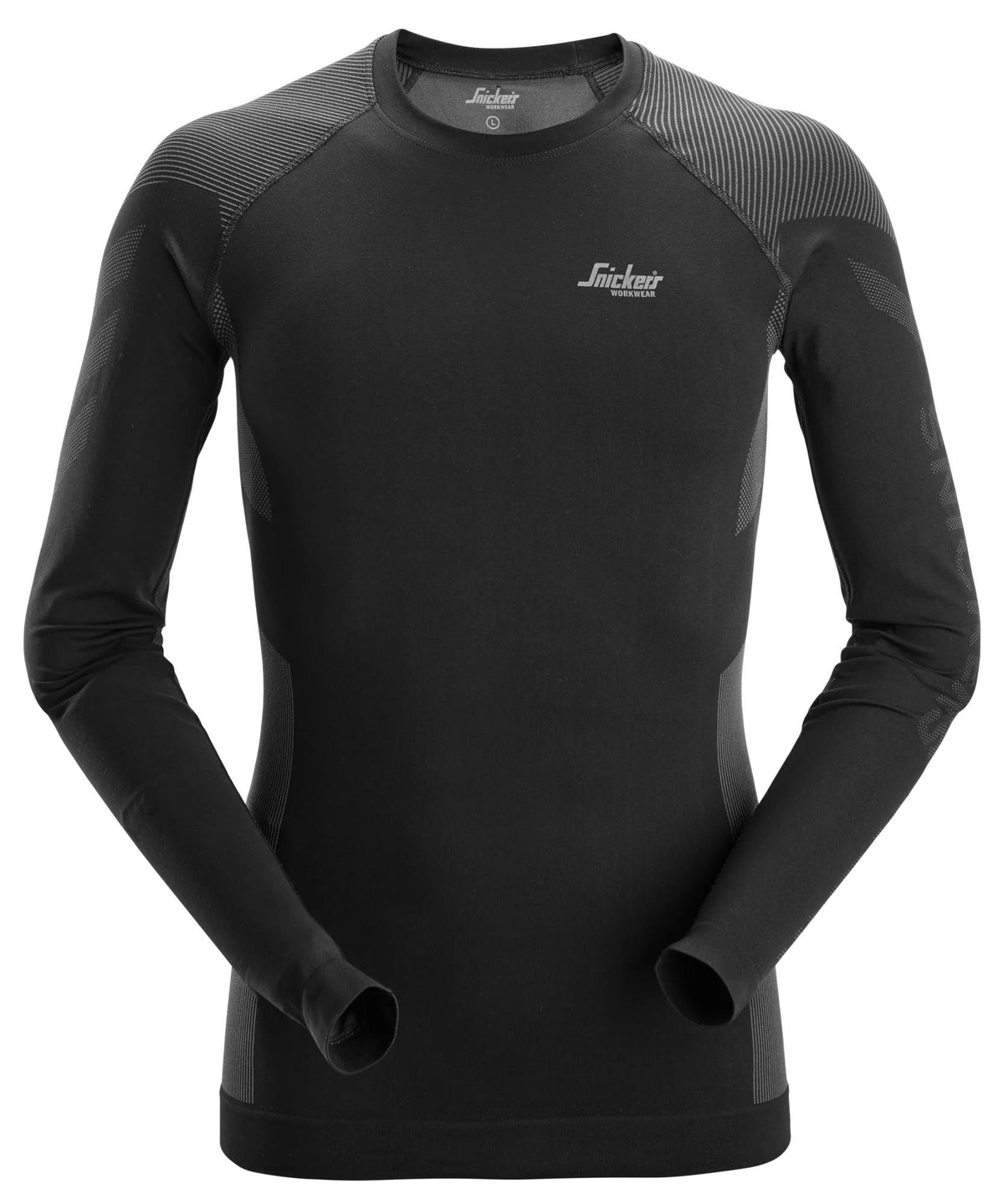 Snickers Workwear Seamless Base Layer, In Motion Top in Black/Grey