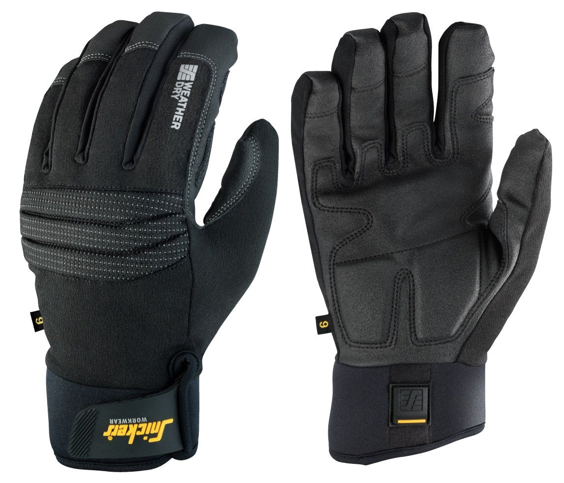 Snickers Workwear Weather Dry Gloves in Black/Black