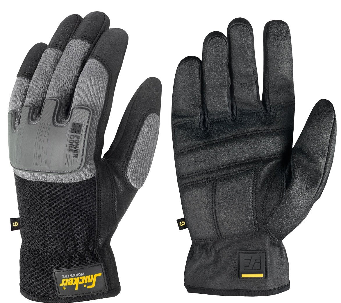 Snickers Workwear Power Core Gloves in Black/Stone Grey