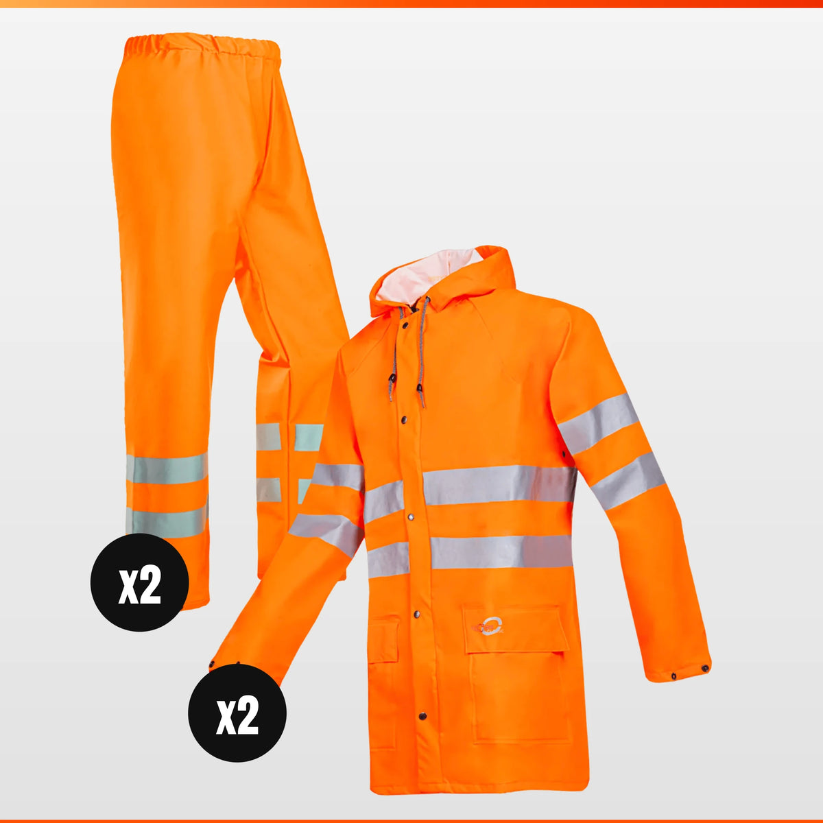 Sioen x2 Orange Hi-Vis Rainsuit Pack – workwear bundle with free logo, The Workwear Co