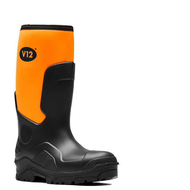 V12 Groundworker V2110 SR FO safety boot in Black/Orange – front-2