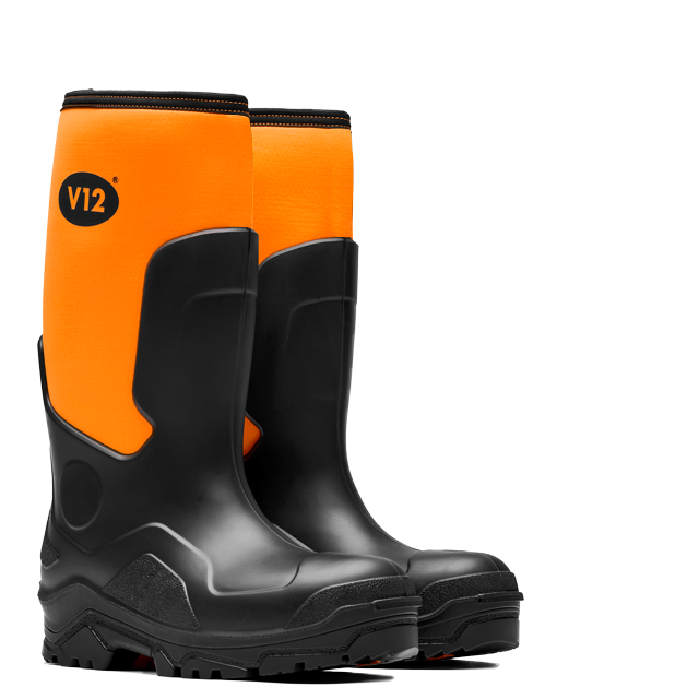 V12 Groundworker V2110 SR FO safety boot in Black/Orange – front