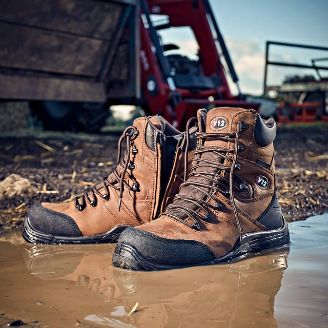 V12 Rocky IGS V1255.01 SR FO safety boot in Brown – angle