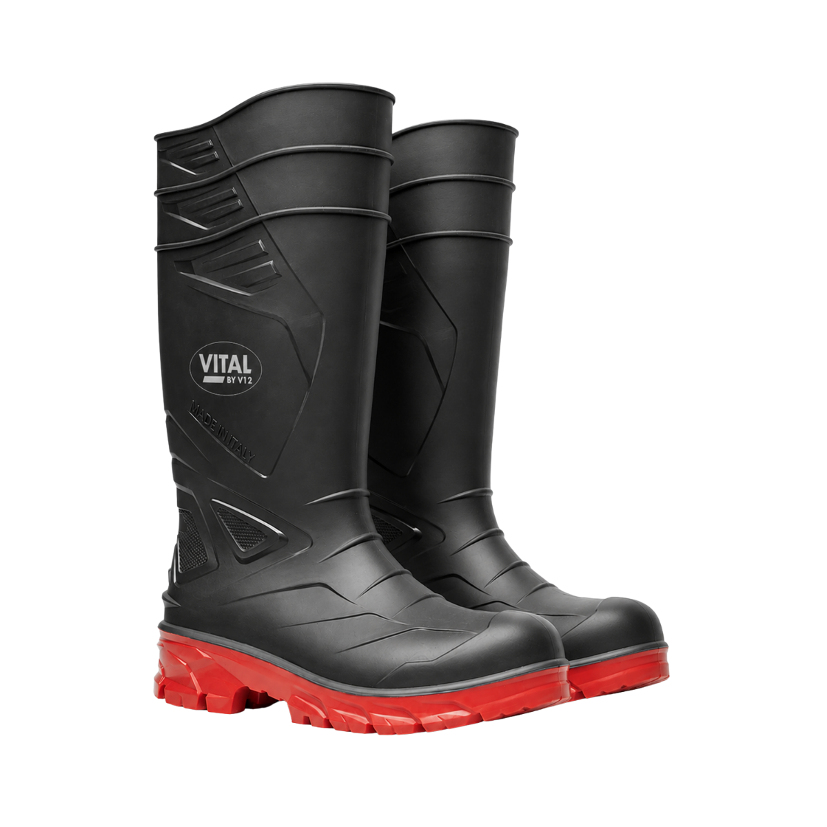 V12 Titan X Black S5 Wellington VW256.02 S5 SR FO safety boot in Black/Red – 2