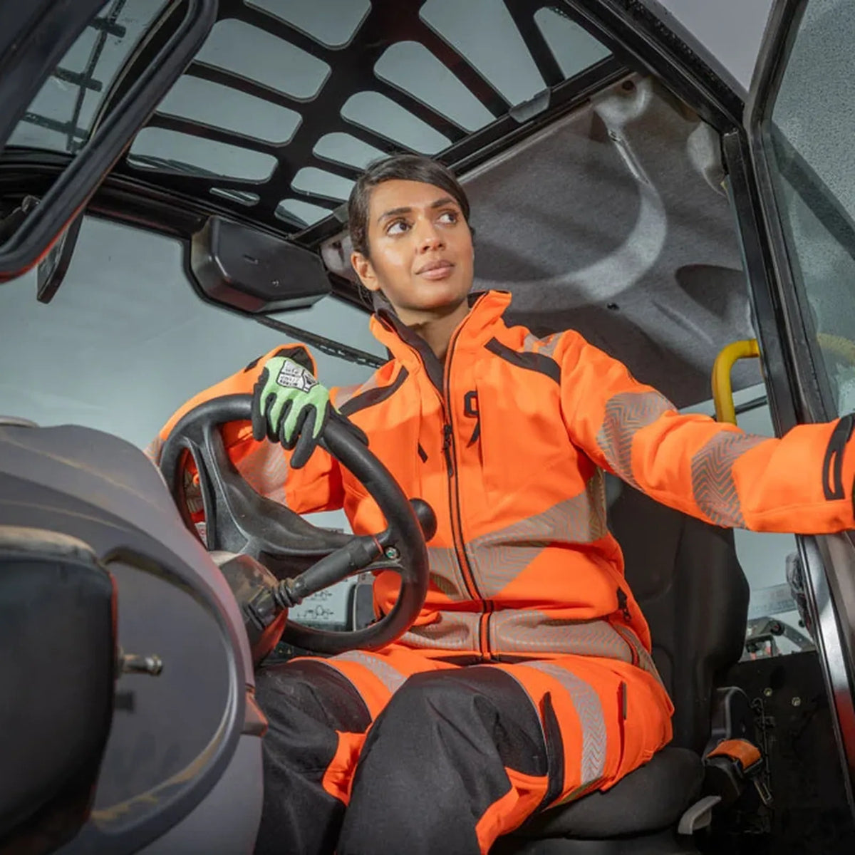 Pulsar hi-vis workwear in telehandler cab
