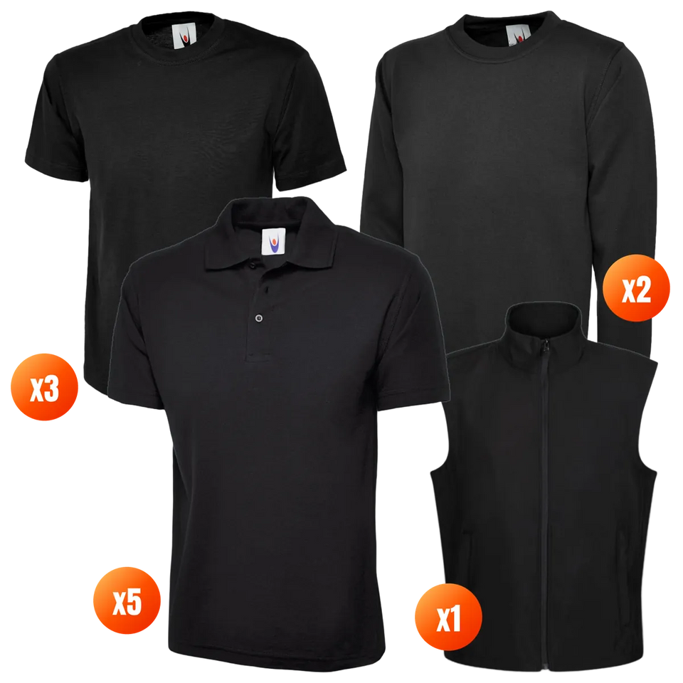 The Workwear Co Uneek x5 Polo + x3 Tee + x2 Sweatshirt + Regatta Bodywarmer Pack