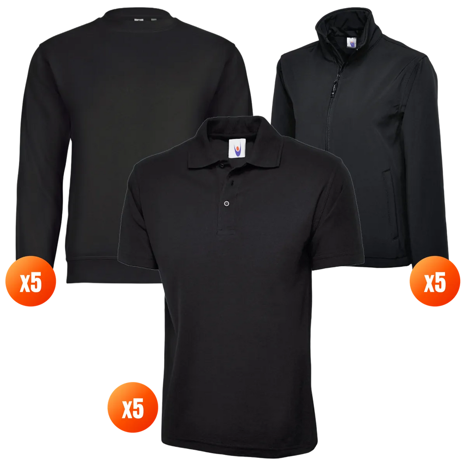 The Workwear Co Uneek x5 Polo + x5 Sweatshirt + x5 Softshell Pack