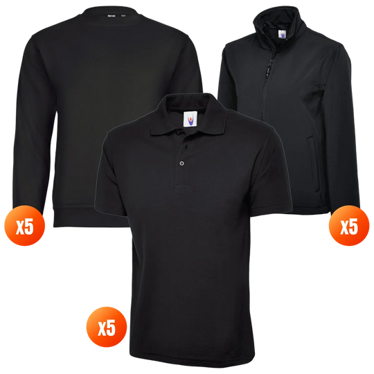 The Workwear Co Uneek x5 Polo + x5 Sweatshirt + x5 Softshell Pack